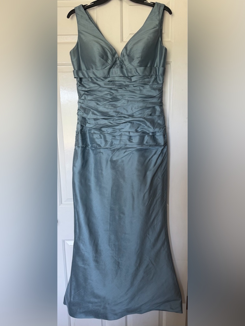 Satin Ruched Women’s Dress in Pacific Blue